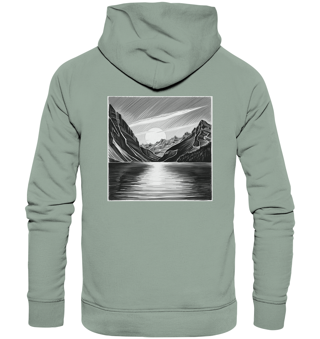 Monochrome Mountain Sunset - Organic Hoodie