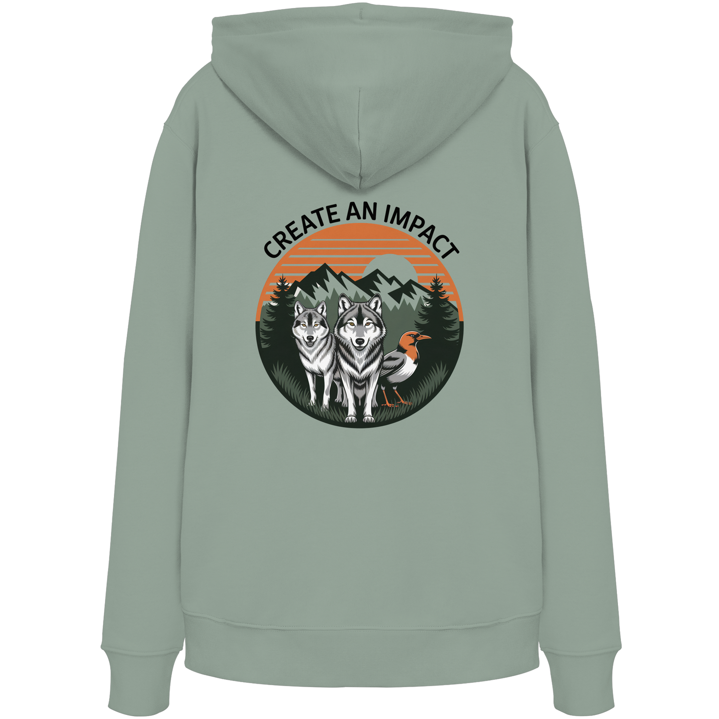 Create an Impact – Wildlife Edition (Wolves & Bird) - Organic Hoodie