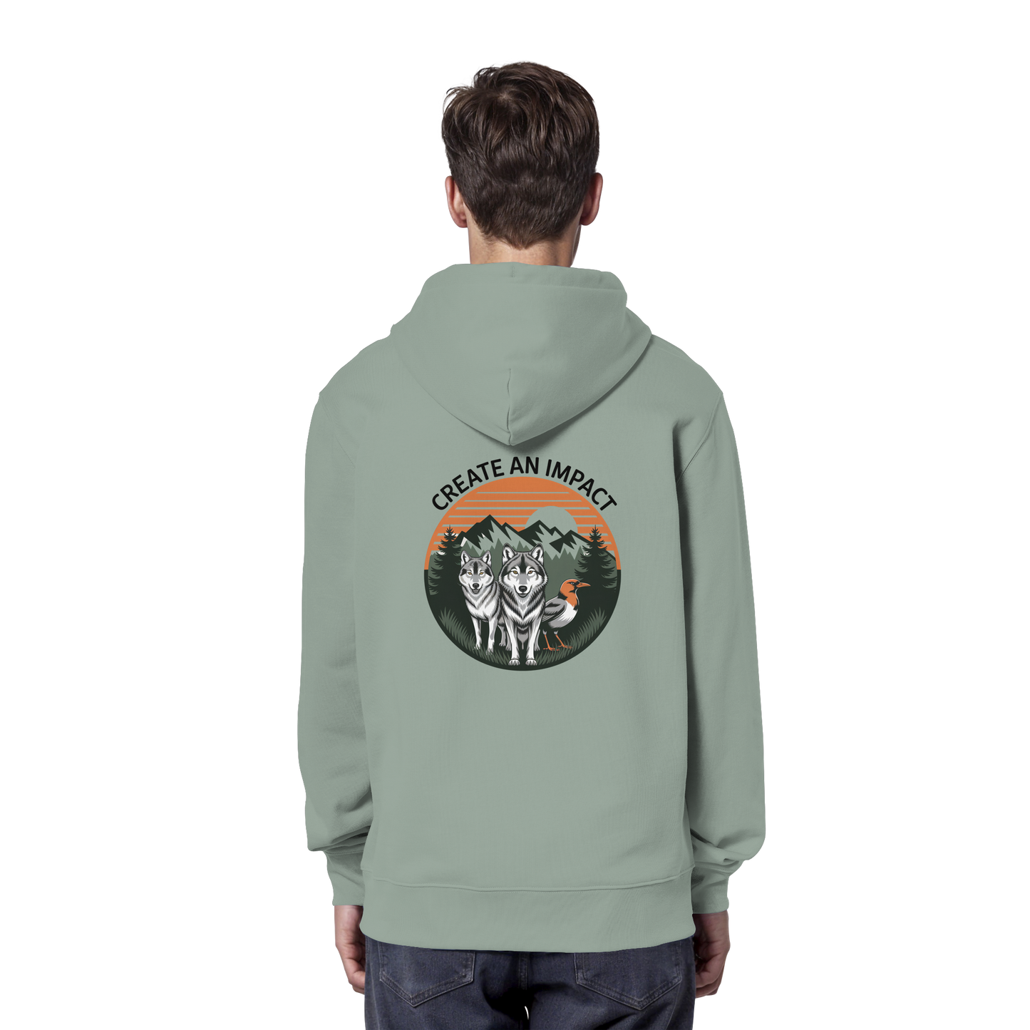 Create an Impact – Wildlife Edition (Wolves & Bird) - Organic Hoodie