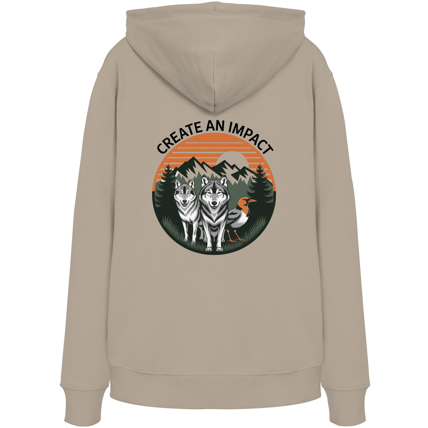 Create an Impact – Wildlife Edition (Wolves & Bird) - Organic Hoodie