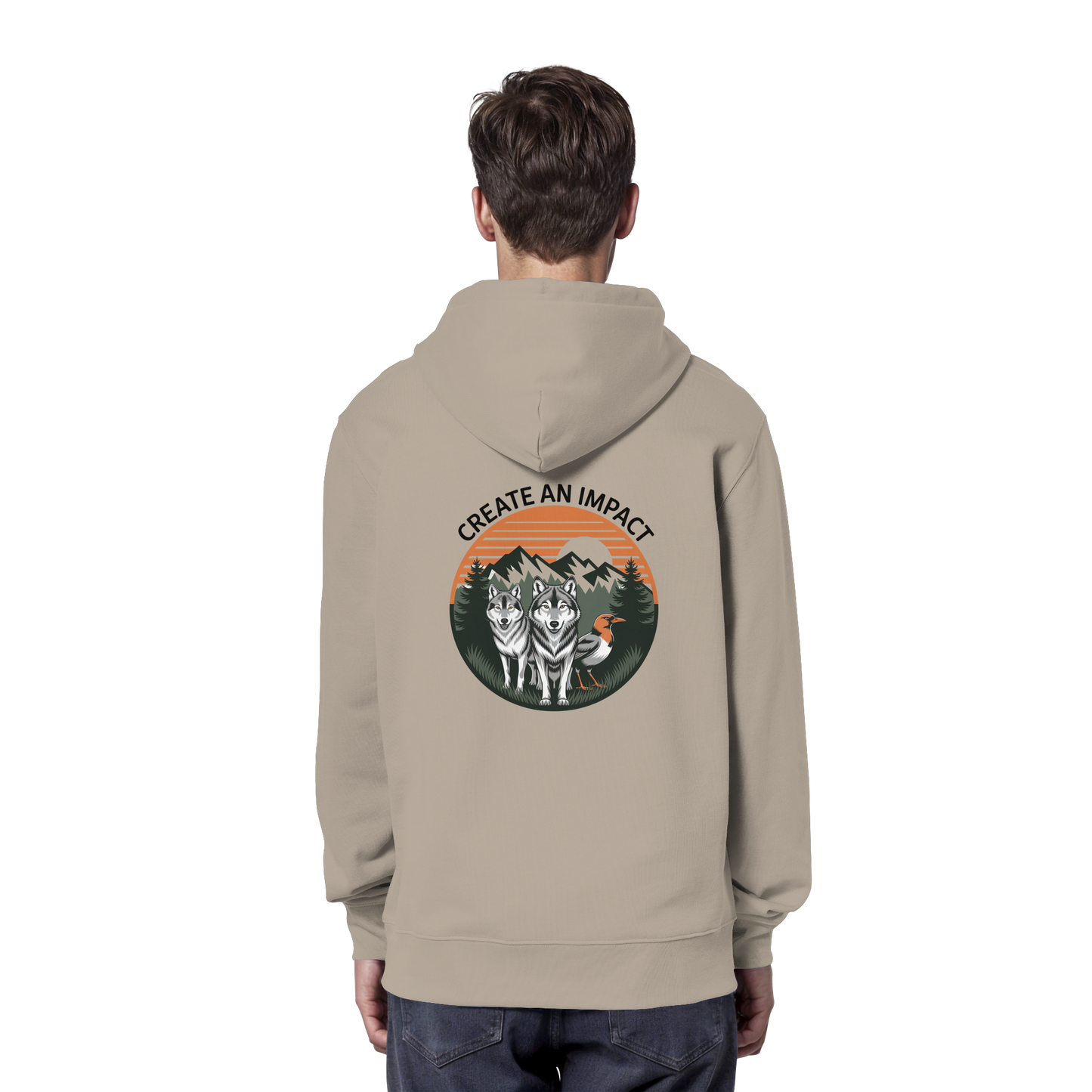 Create an Impact – Wildlife Edition (Wolves & Bird) - Organic Hoodie