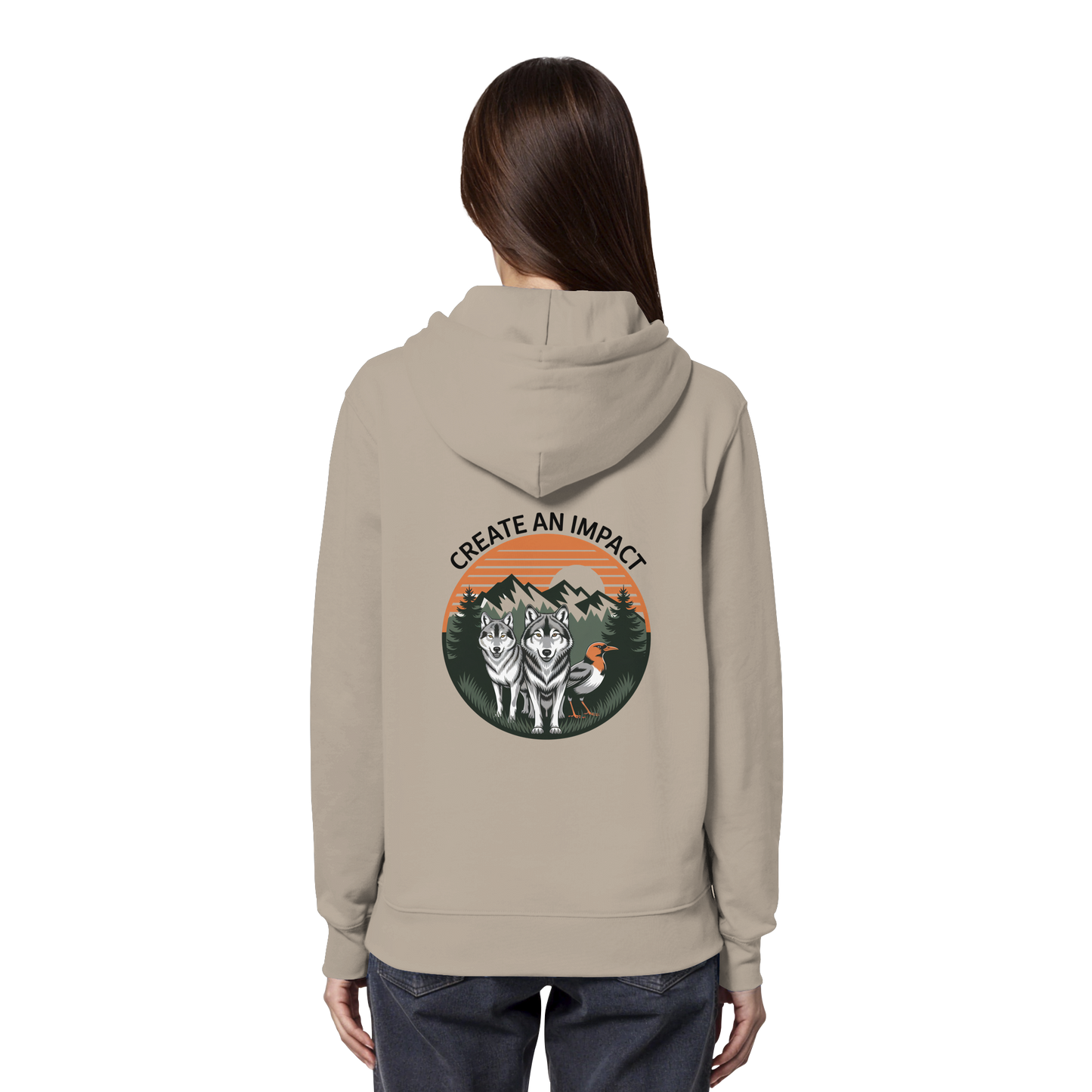 Create an Impact – Wildlife Edition (Wolves & Bird) - Organic Hoodie