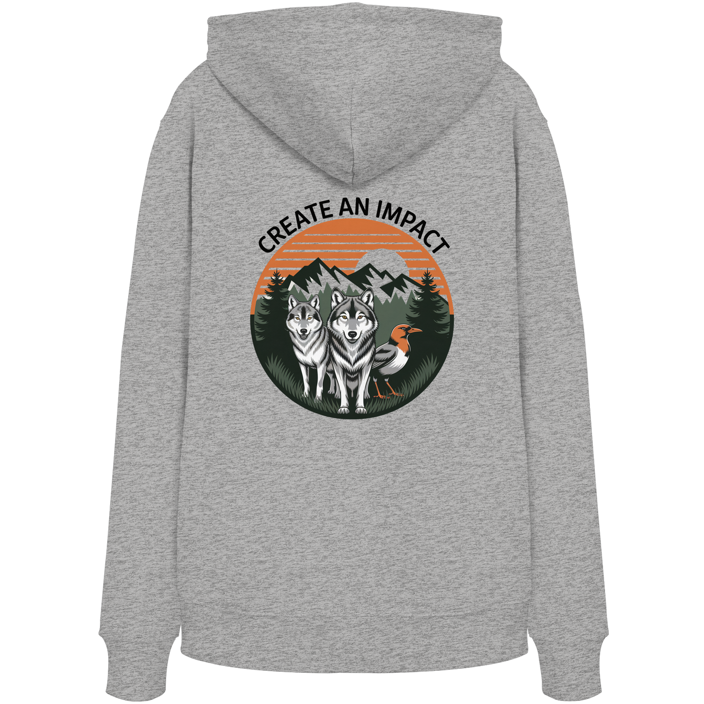 Create an Impact – Wildlife Edition (Wolves & Bird) - Organic Hoodie