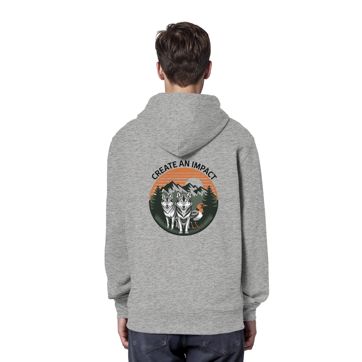 Create an Impact – Wildlife Edition (Wolves & Bird) - Organic Hoodie