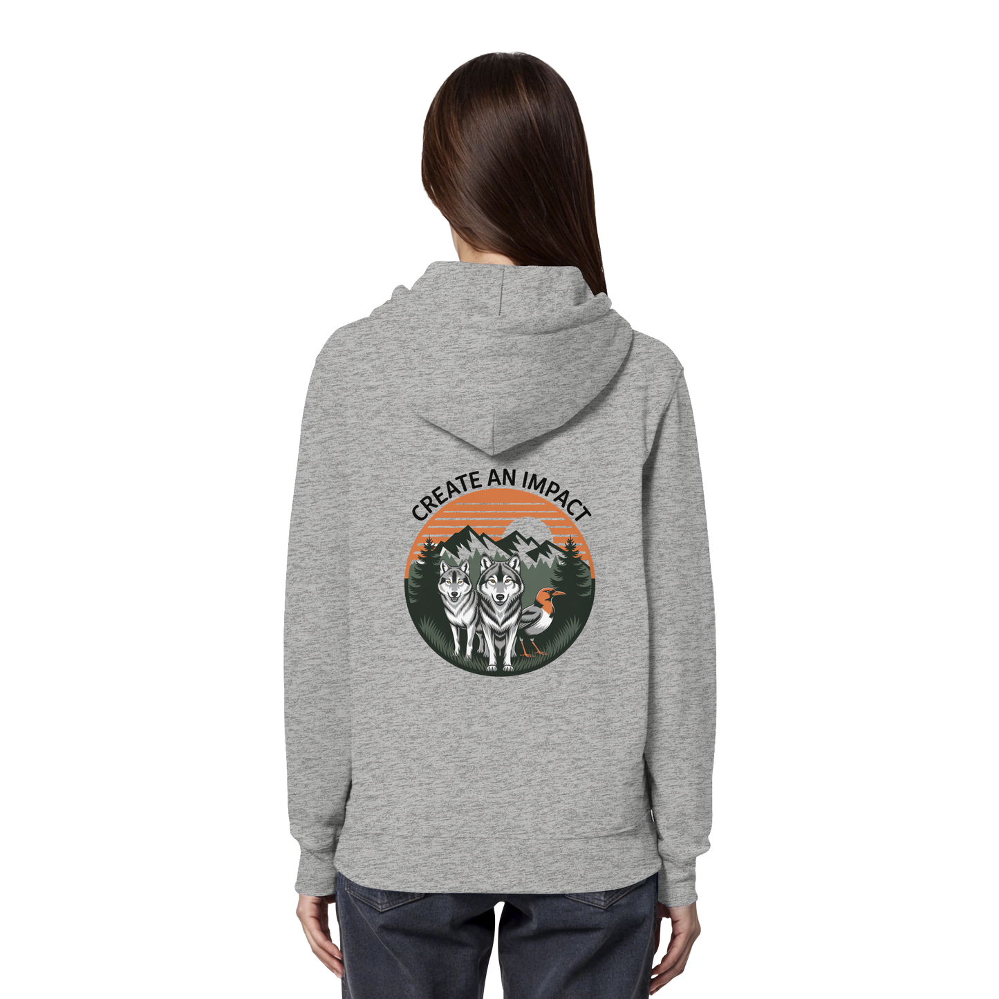 Create an Impact – Wildlife Edition (Wolves & Bird) - Organic Hoodie