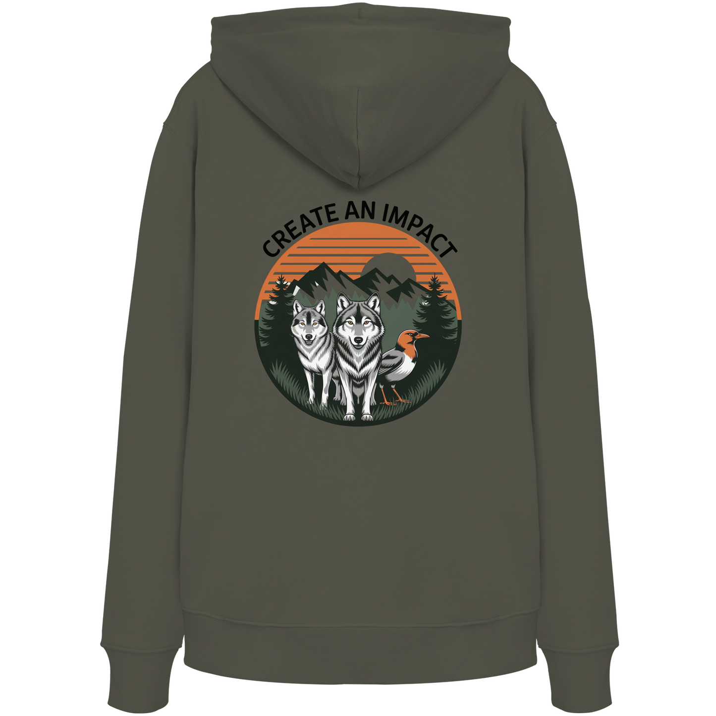 Create an Impact – Wildlife Edition (Wolves & Bird) - Organic Hoodie