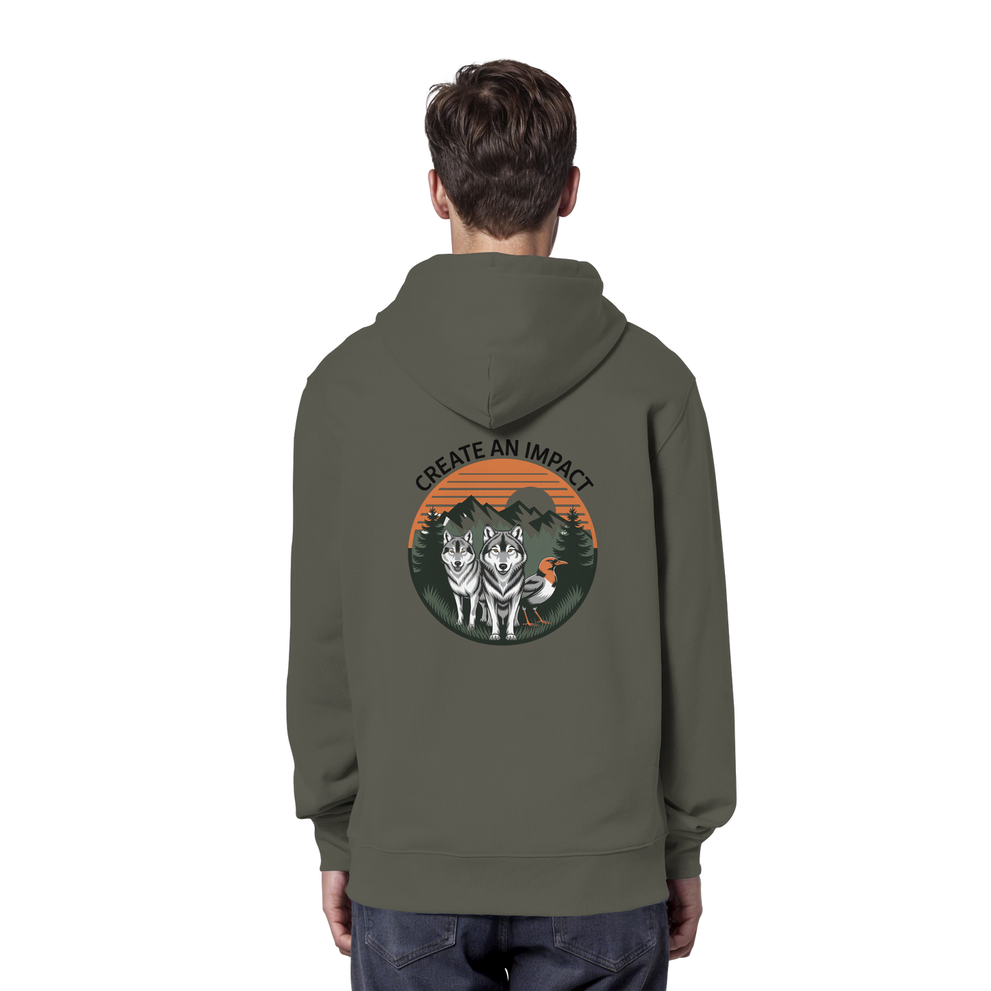 Create an Impact – Wildlife Edition (Wolves & Bird) - Organic Hoodie