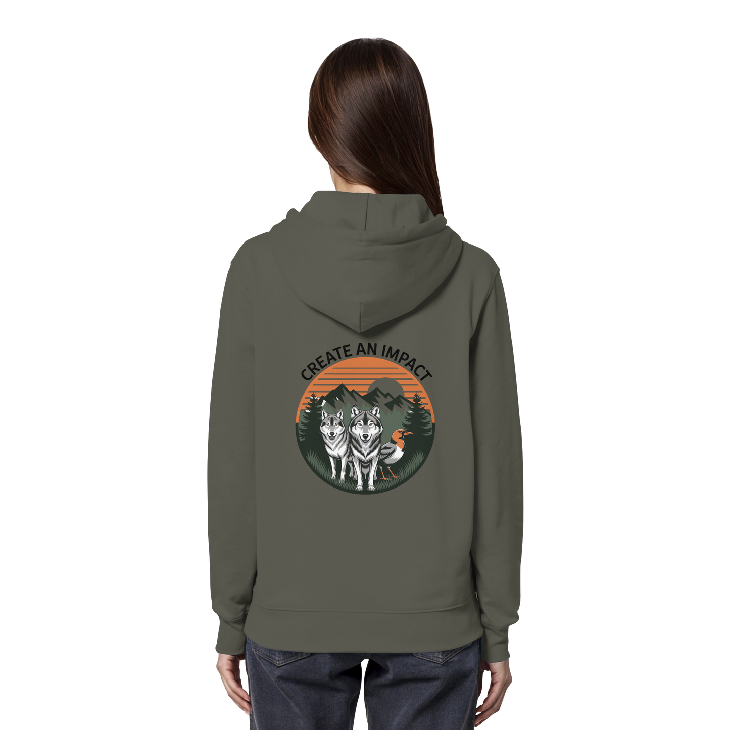 Create an Impact – Wildlife Edition (Wolves & Bird) - Organic Hoodie