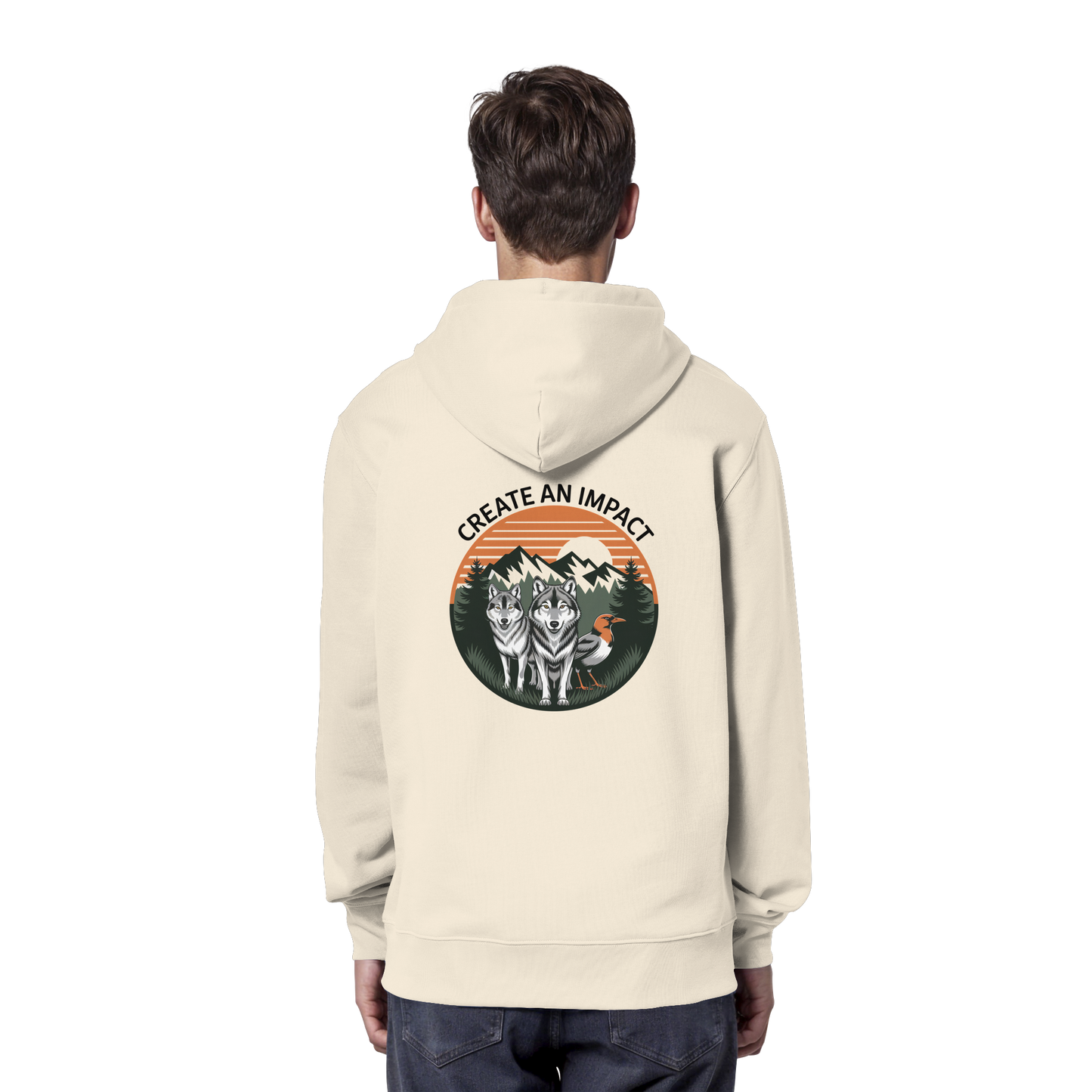 Create an Impact – Wildlife Edition (Wolves & Bird) - Organic Hoodie