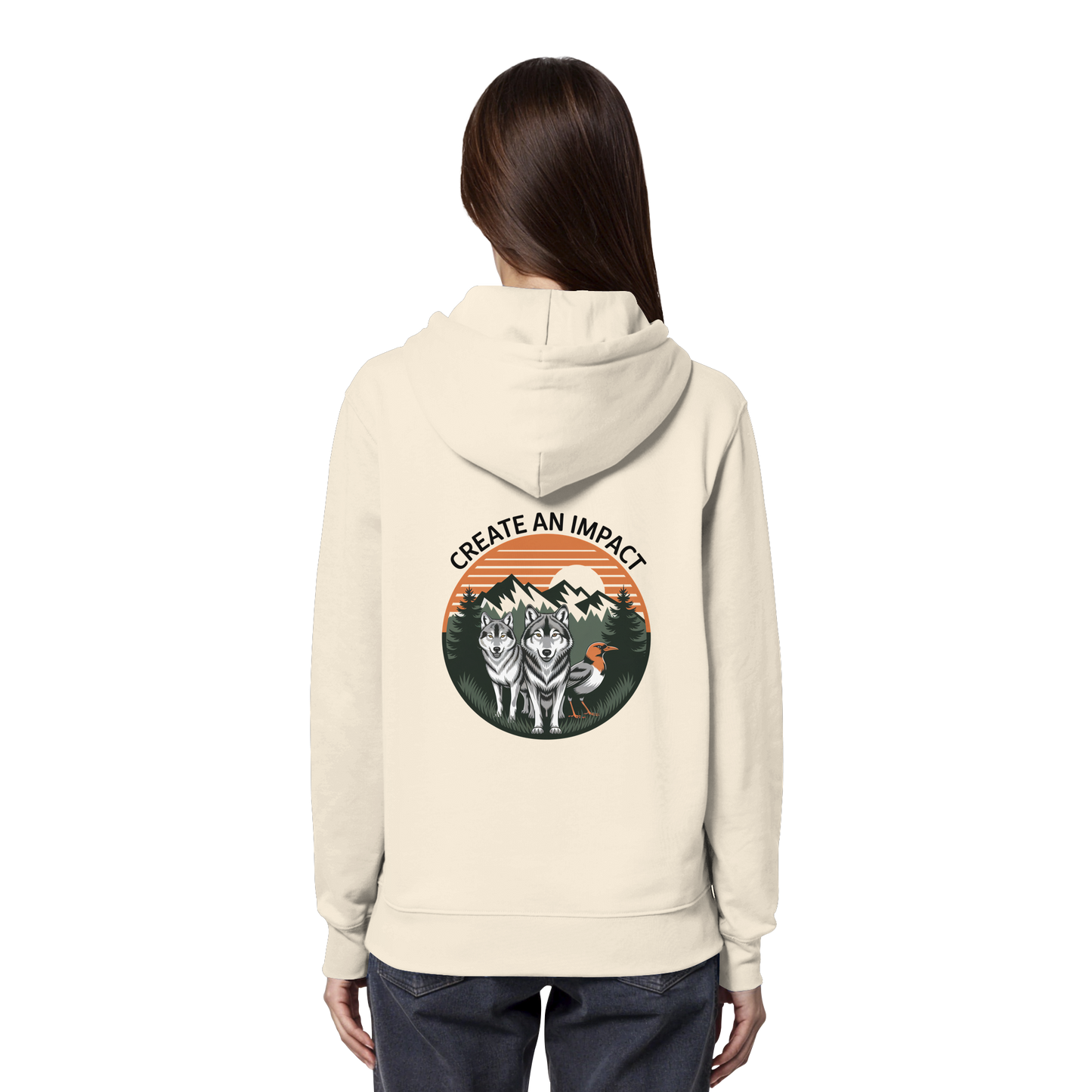 Create an Impact – Wildlife Edition (Wolves & Bird) - Organic Hoodie