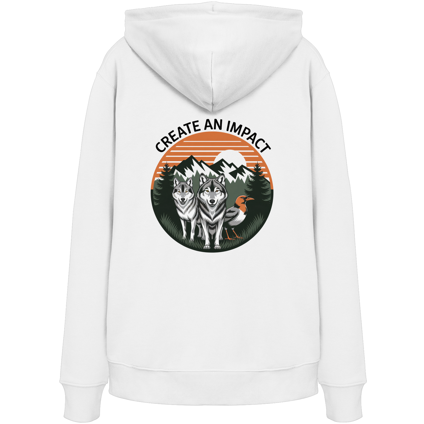 Create an Impact – Wildlife Edition (Wolves & Bird) - Organic Hoodie