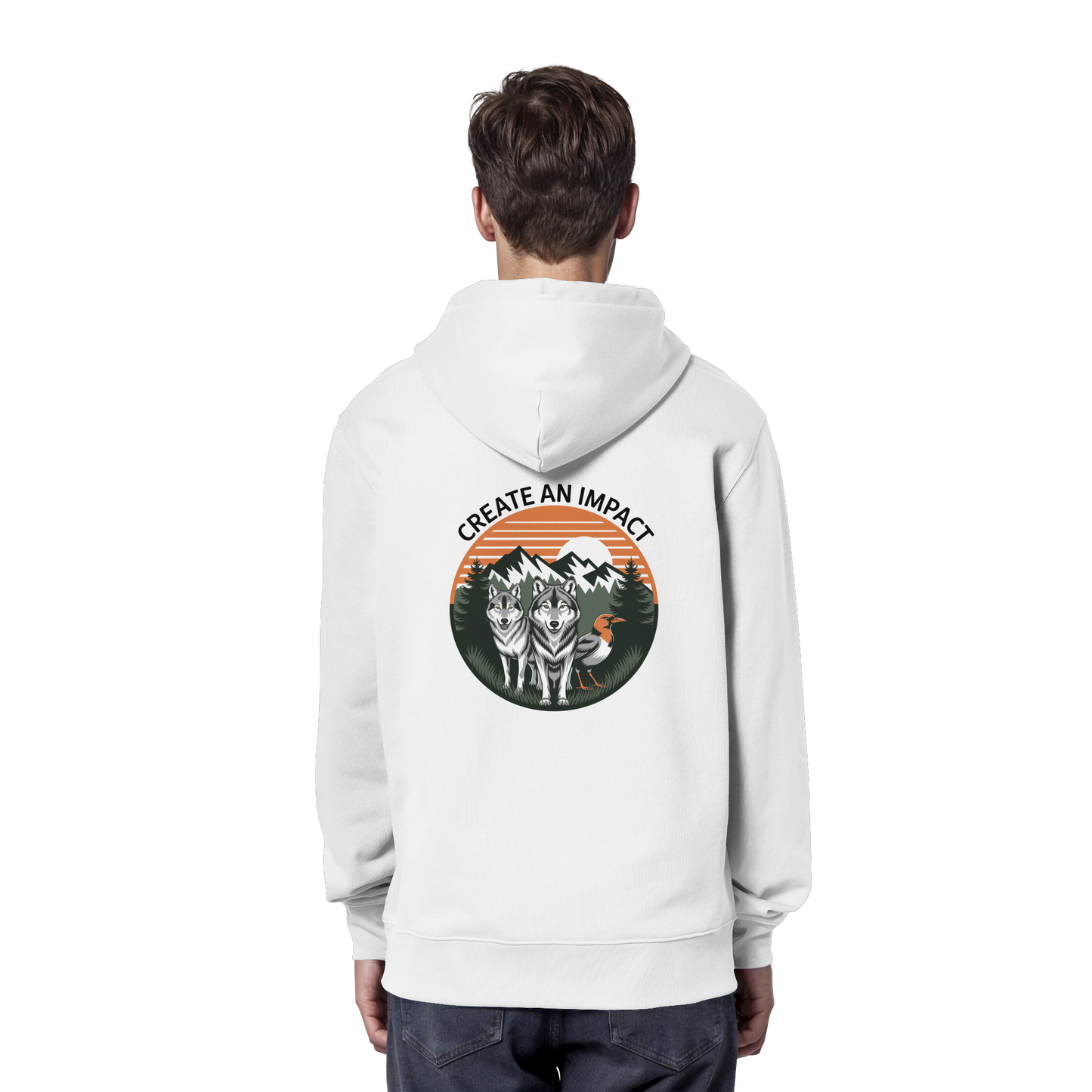Create an Impact – Wildlife Edition (Wolves & Bird) - Organic Hoodie