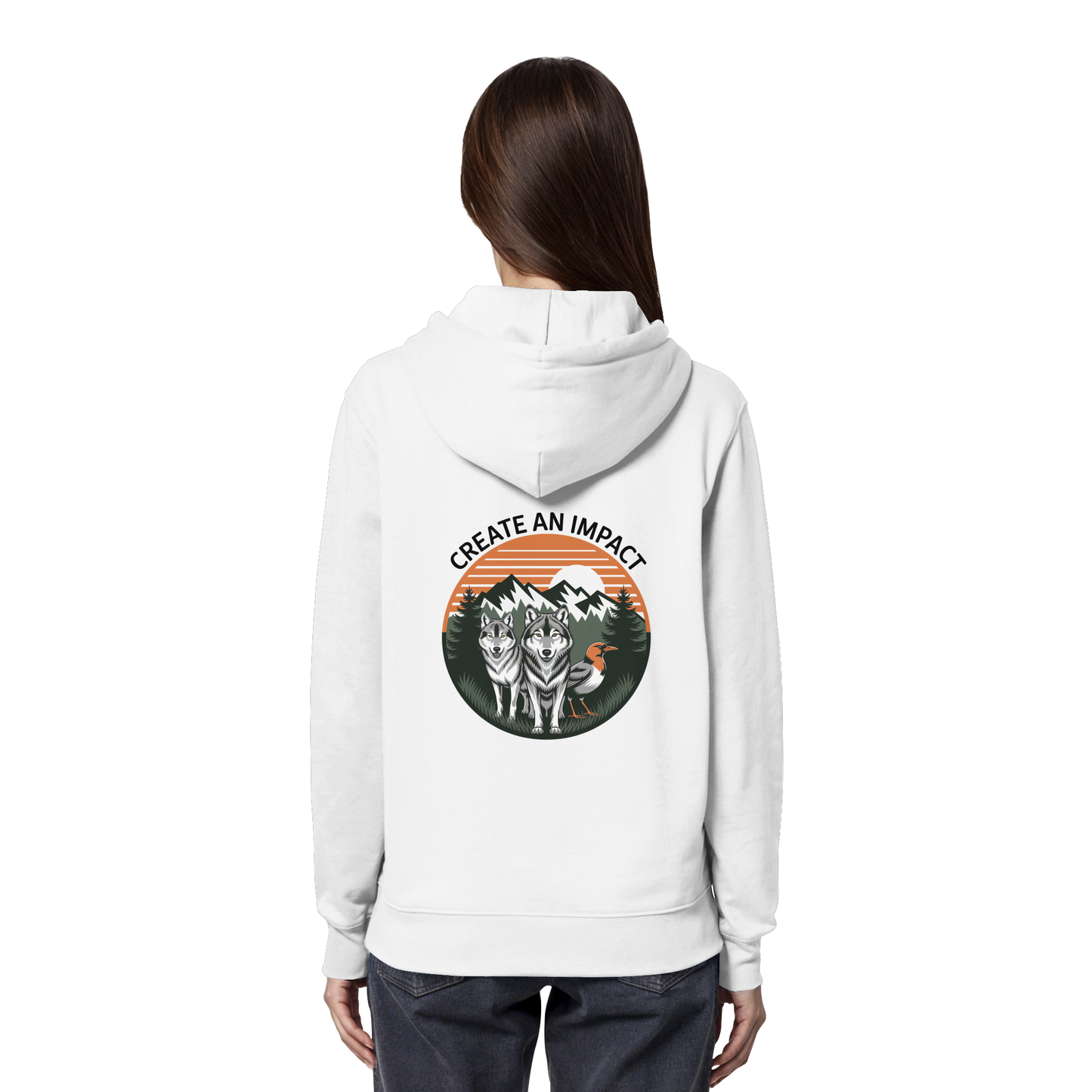 Create an Impact – Wildlife Edition (Wolves & Bird) - Organic Hoodie