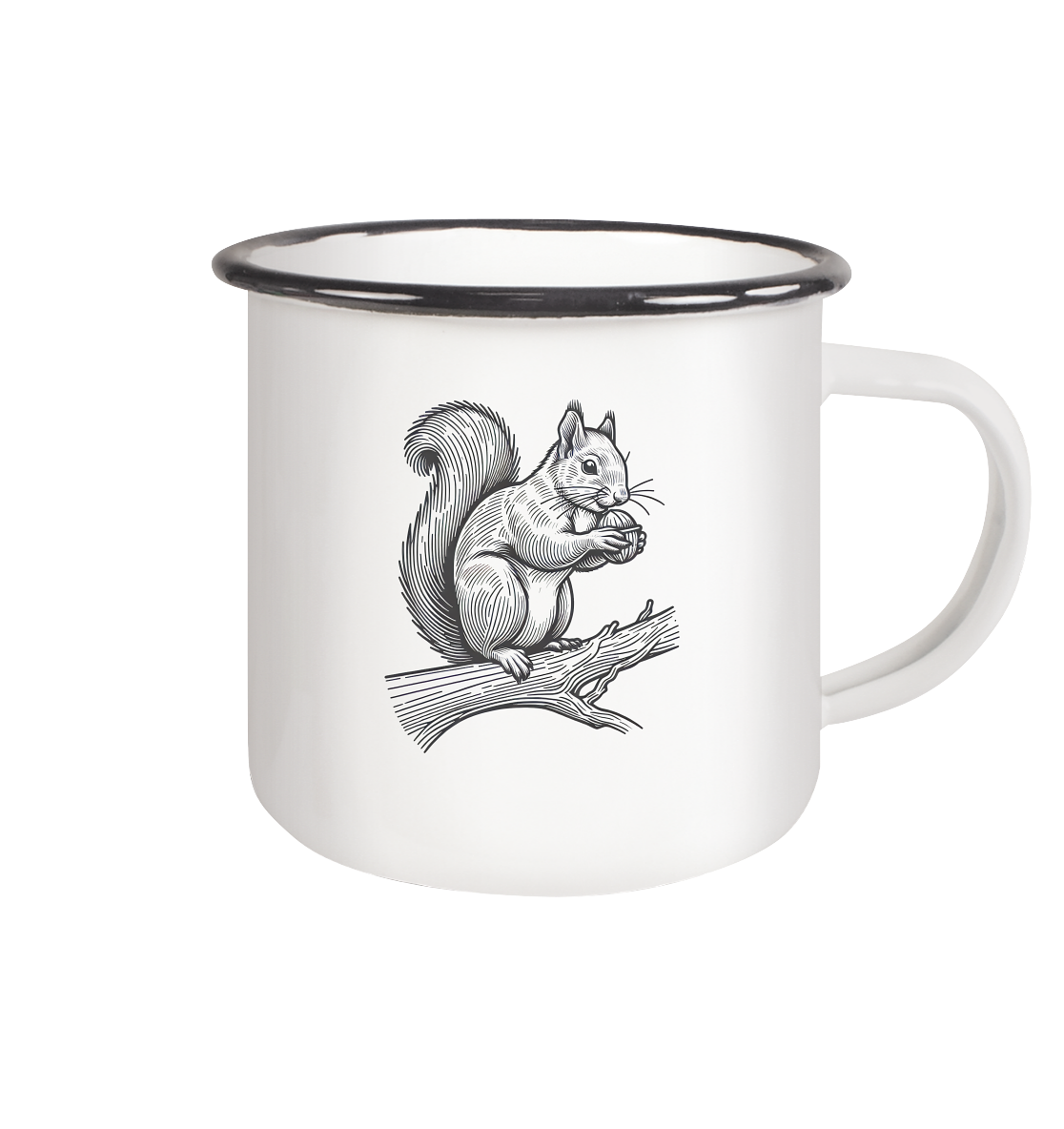 Woodland Squirrel - Emaille Tasse (Black)