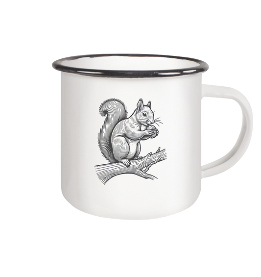 Woodland Squirrel - Emaille Tasse (Black)