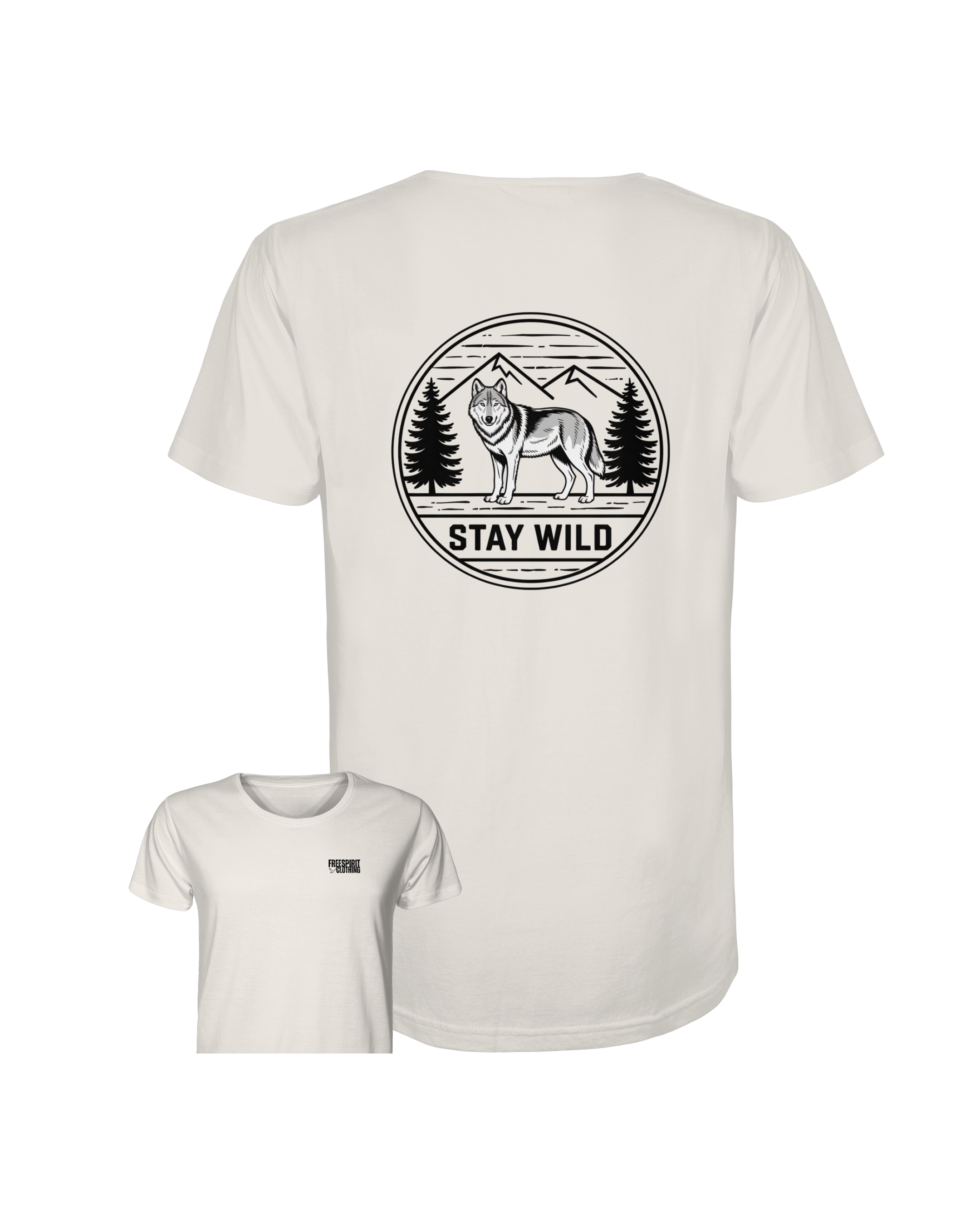 Stay Wild Wolf – Nature Badge T-Shirt - Organic Shirt