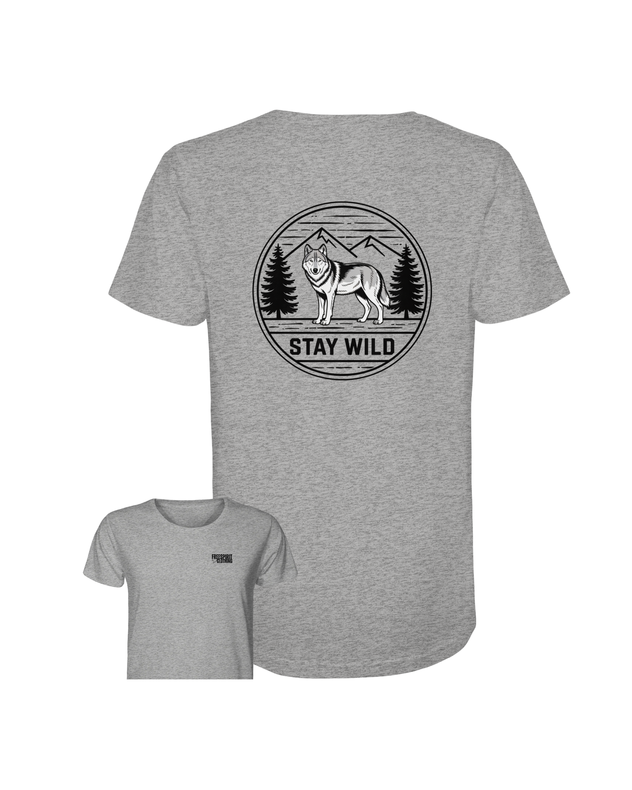 Stay Wild Wolf – Nature Badge T-Shirt - Organic Shirt