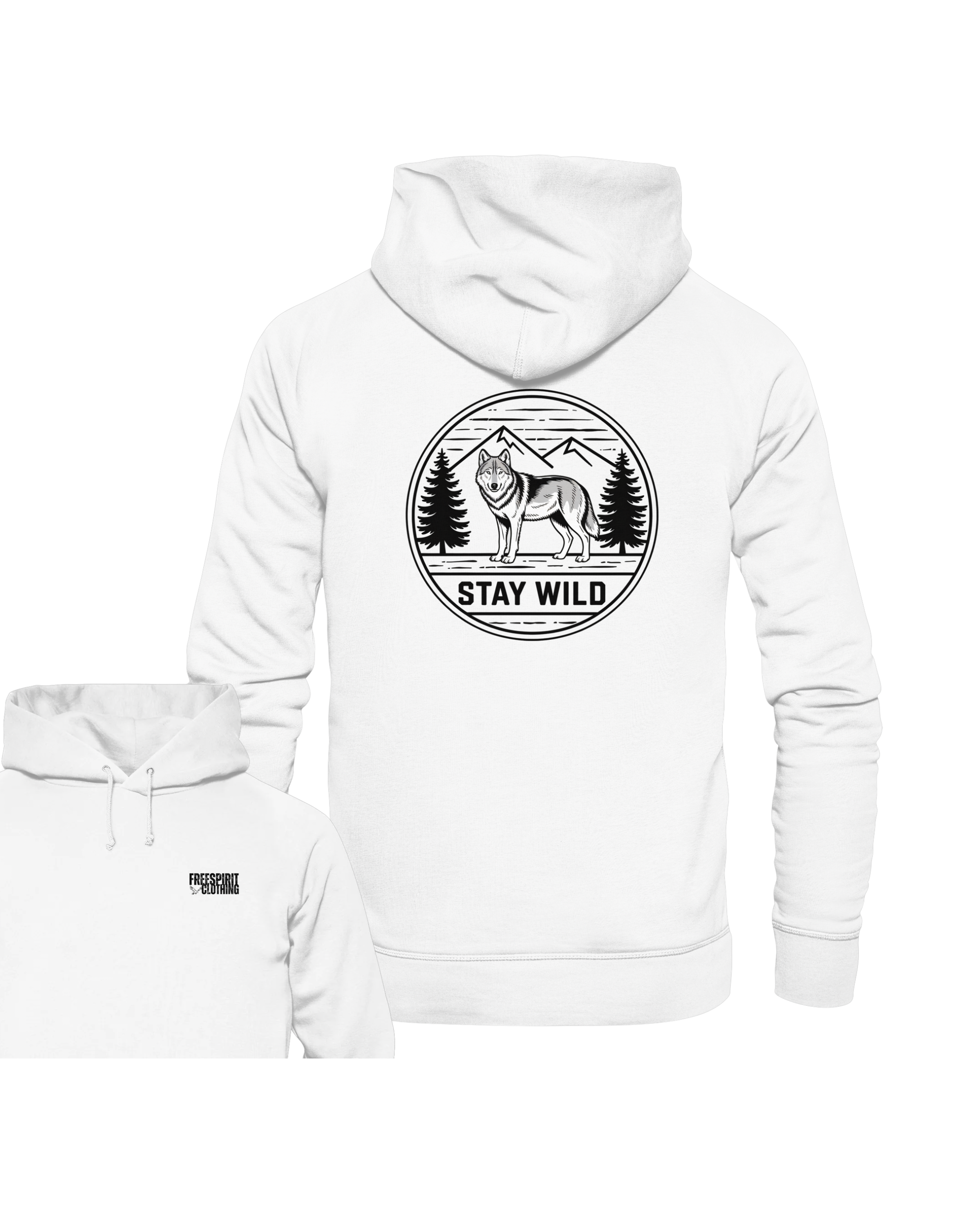 Stay Wild Wolf – Nature Badge T-Shirt - Organic Hoodie
