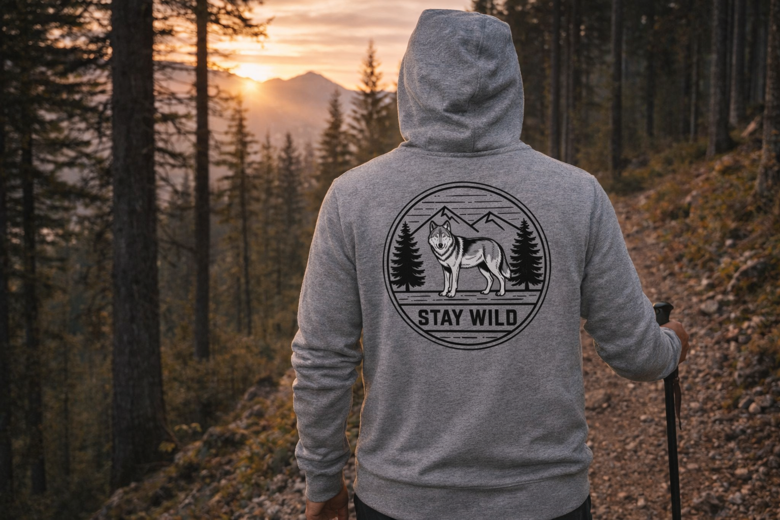 Stay Wild Wolf – Nature Badge T-Shirt - Organic Hoodie