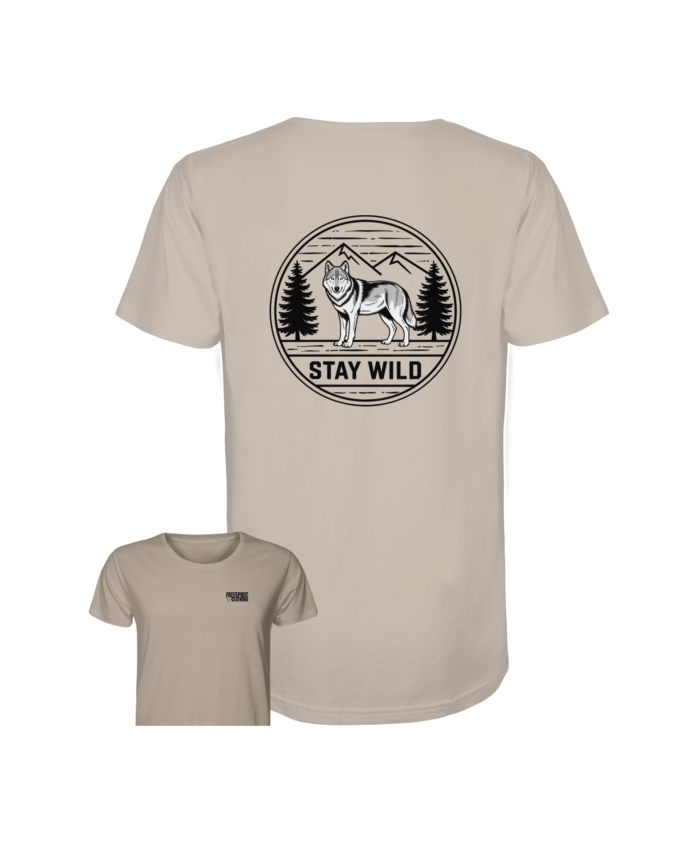Stay Wild Wolf – Nature Badge T-Shirt - Organic Shirt