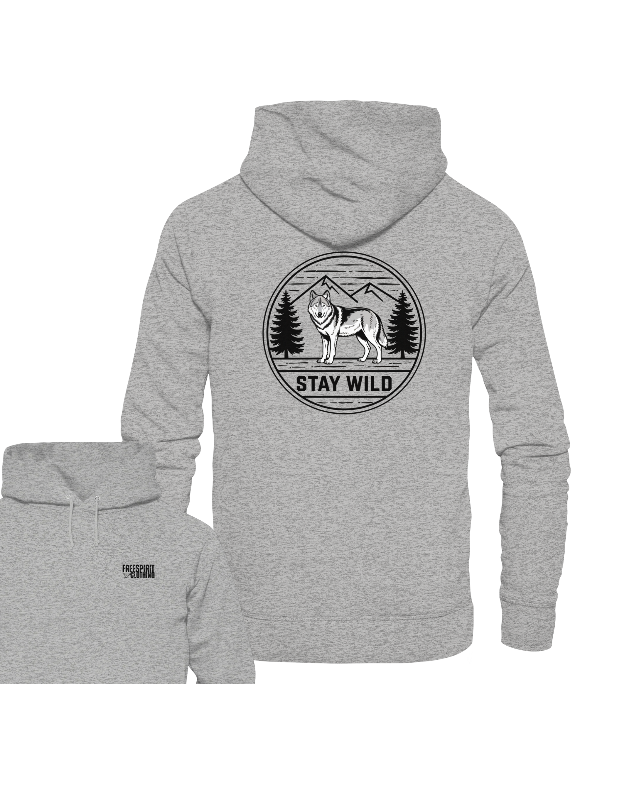 Stay Wild Wolf – Nature Badge T-Shirt - Organic Hoodie