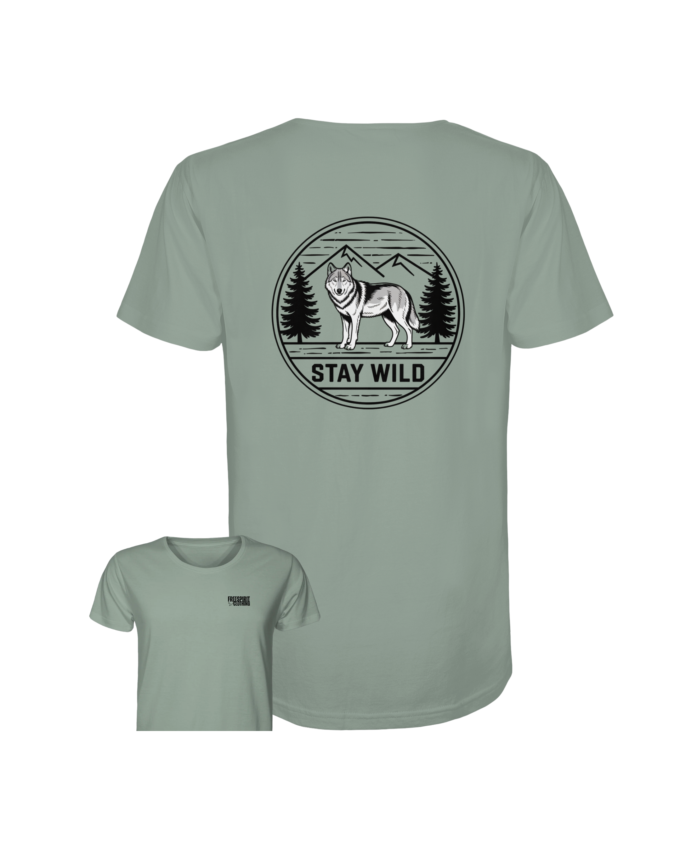 Stay Wild Wolf – Nature Badge T-Shirt - Organic Shirt