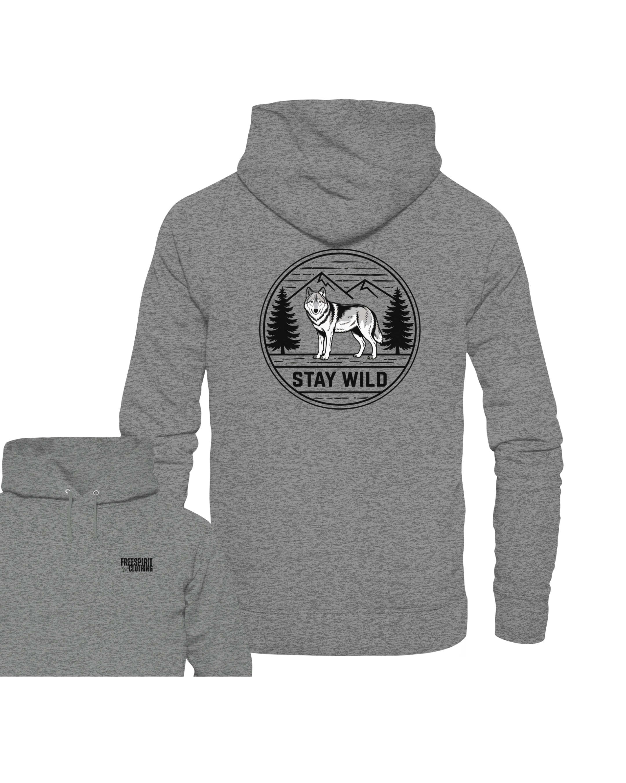 Stay Wild Wolf – Nature Badge T-Shirt - Organic Hoodie