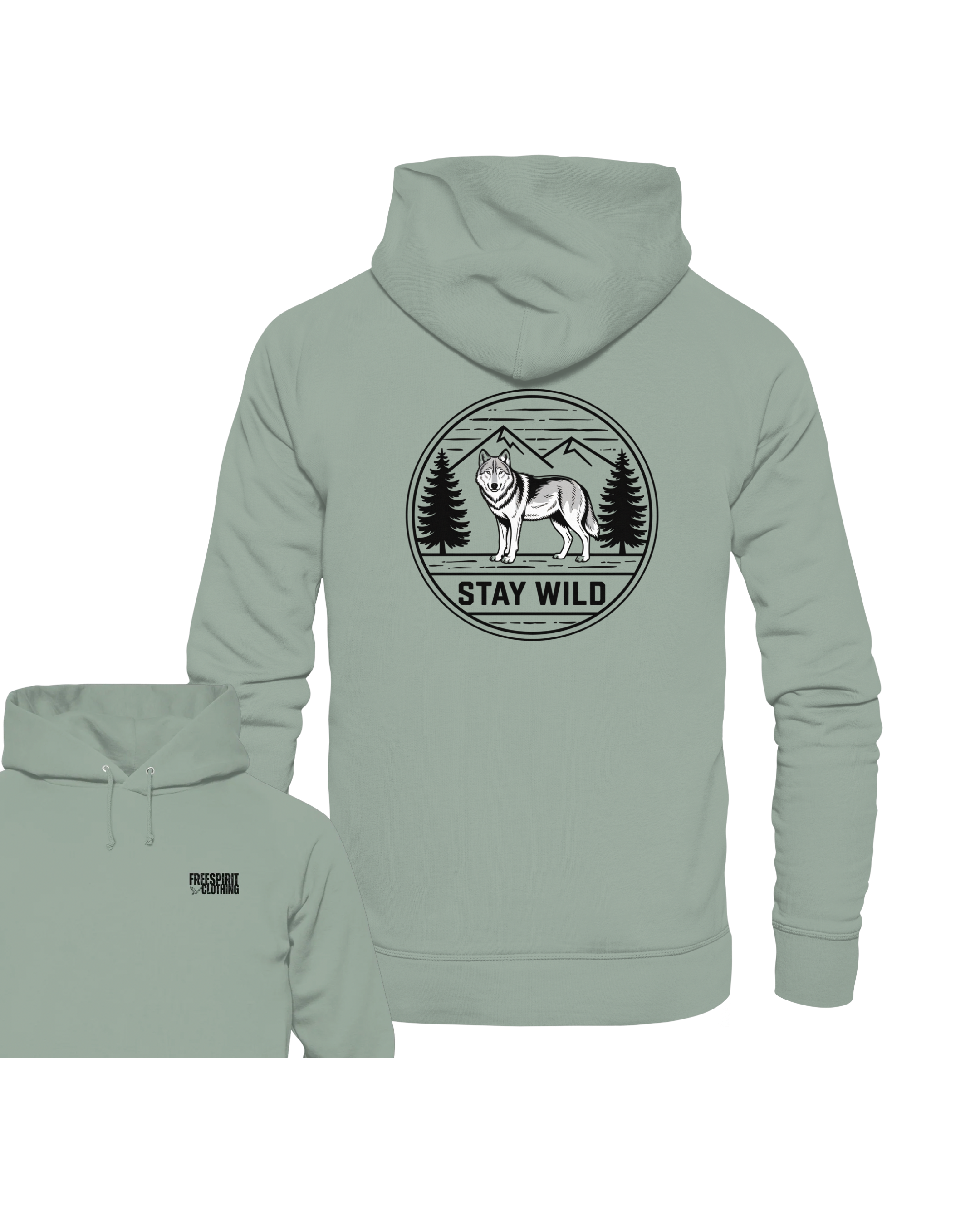 Stay Wild Wolf – Nature Badge T-Shirt - Organic Hoodie