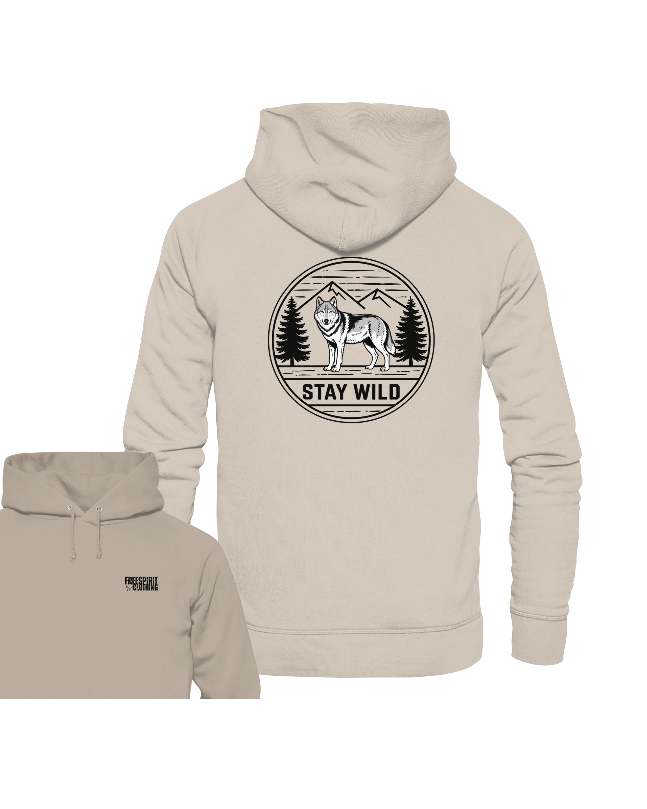 Stay Wild Wolf – Nature Badge T-Shirt - Organic Hoodie
