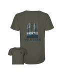 Khakifarbenes T-Shirt aus Bio-Baumwolle mit Wald- und Wildtier-Print, nachhaltige Outdoor-Bekleidung. - WILD DEER – Forest Edition - Organic Shirt