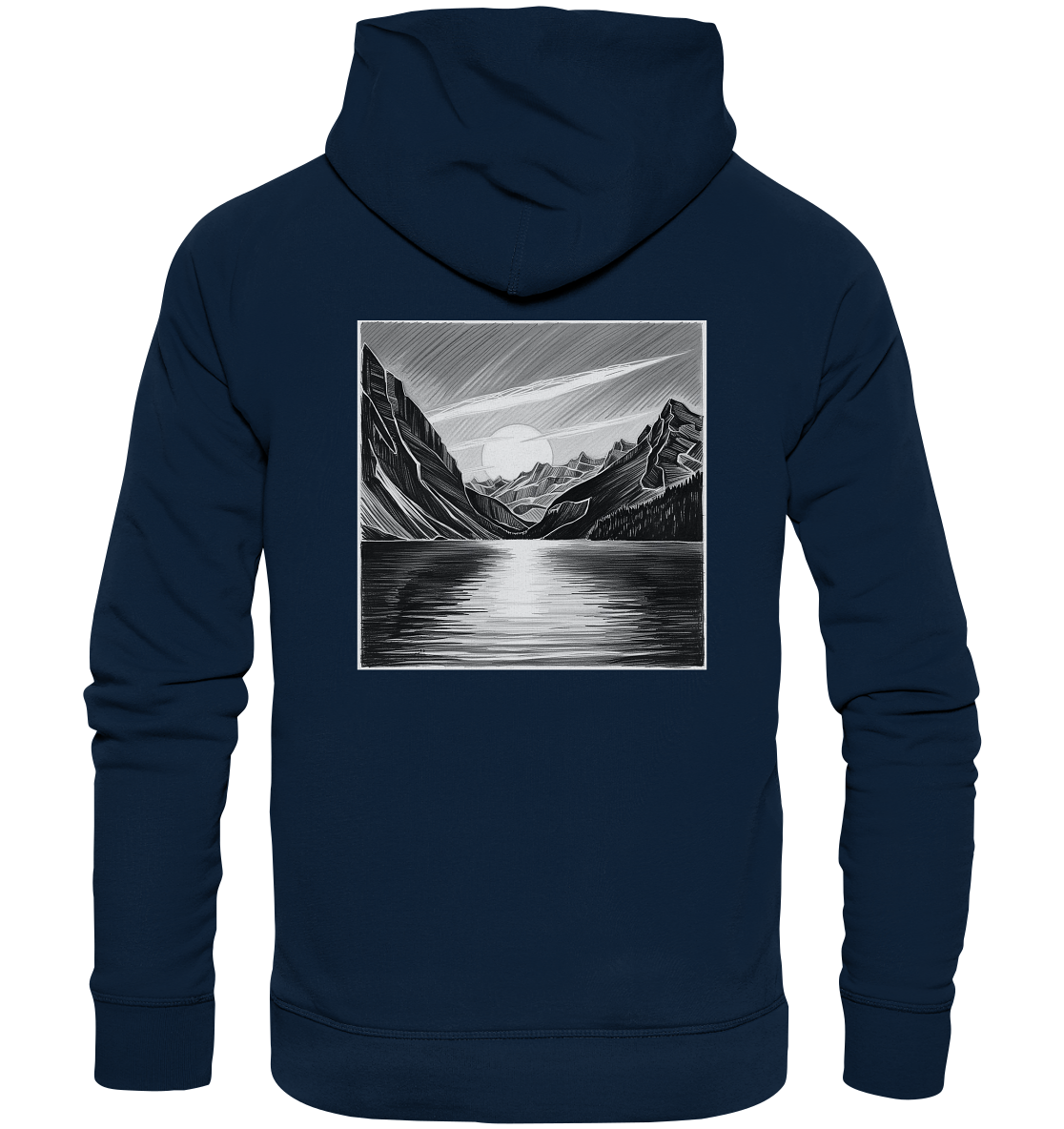 Monochrome Mountain Sunset - Organic Hoodie