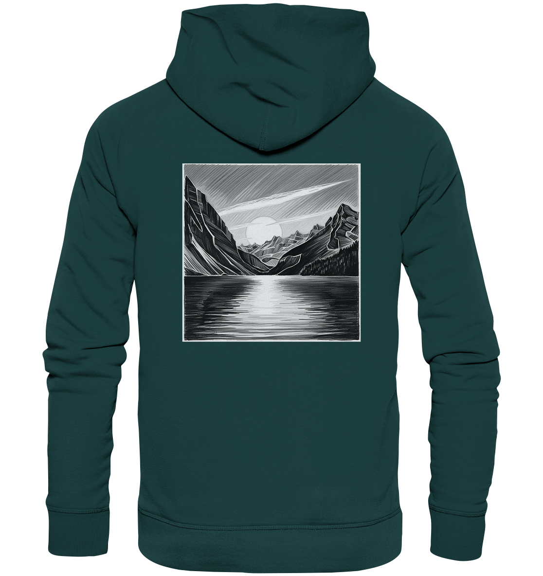 Monochrome Mountain Sunset - Organic Hoodie