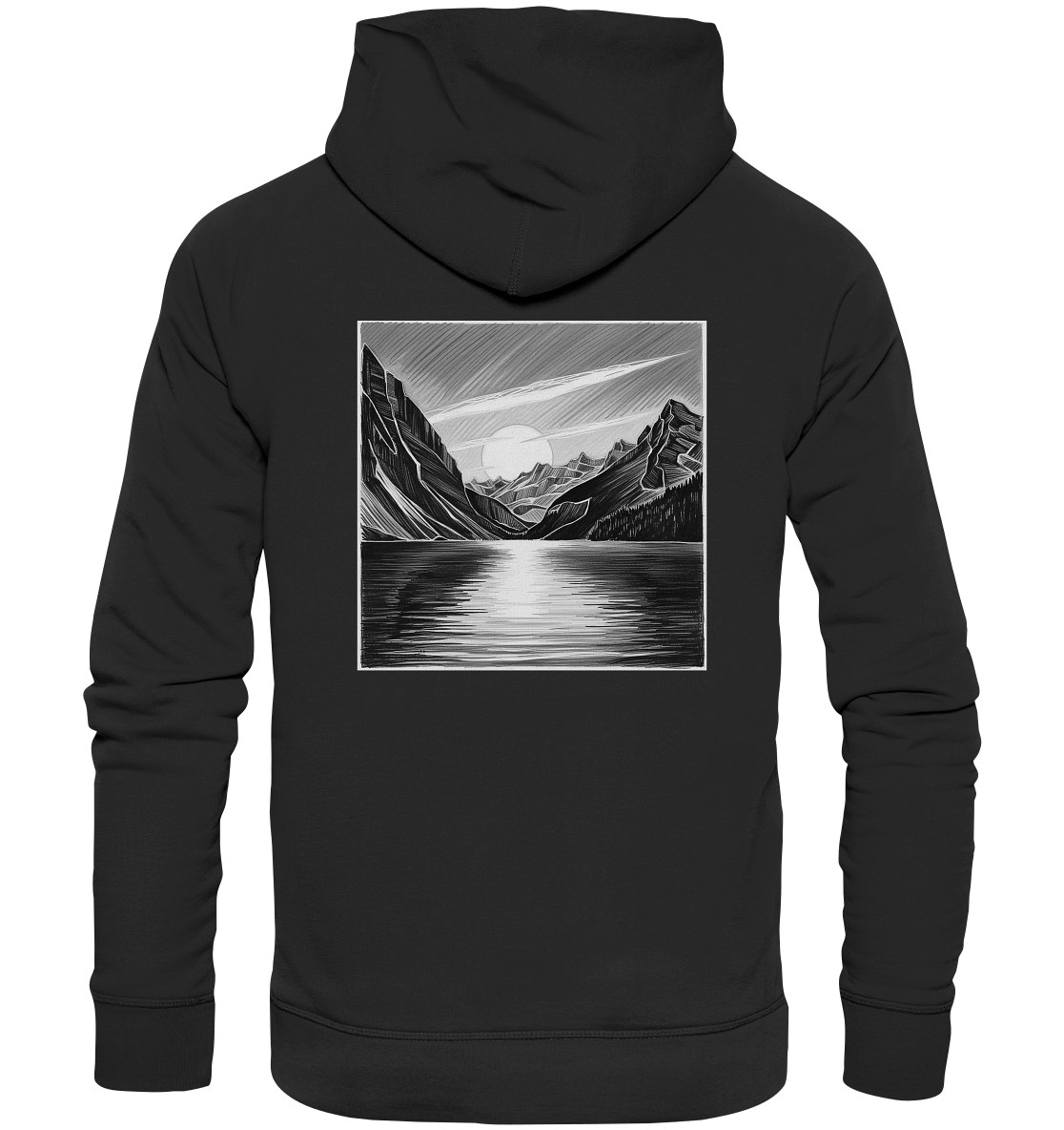 Monochrome Mountain Sunset - Organic Hoodie