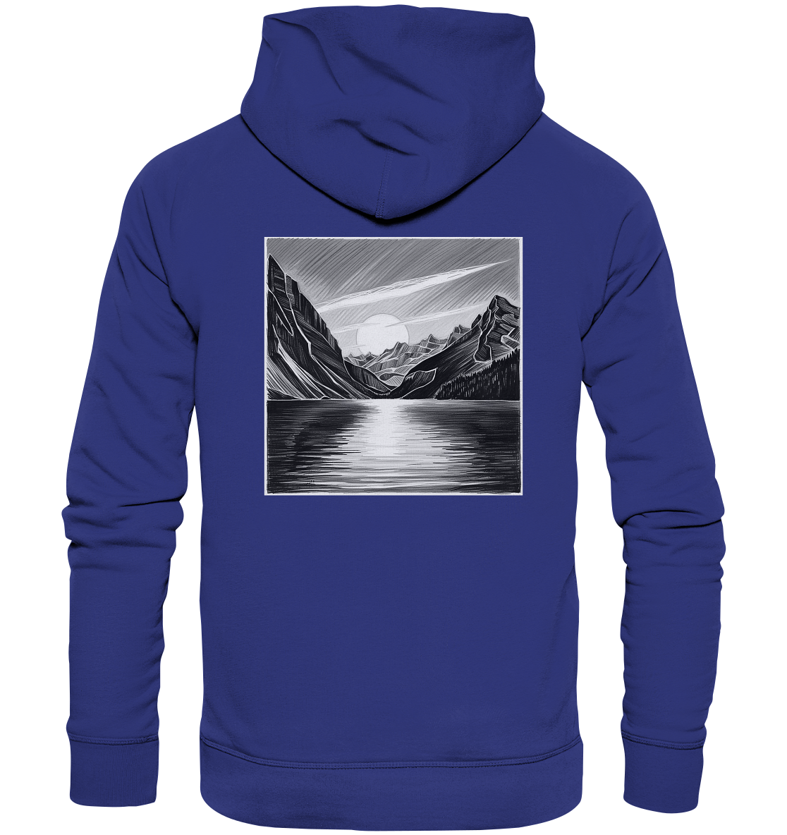 Monochrome Mountain Sunset - Organic Hoodie