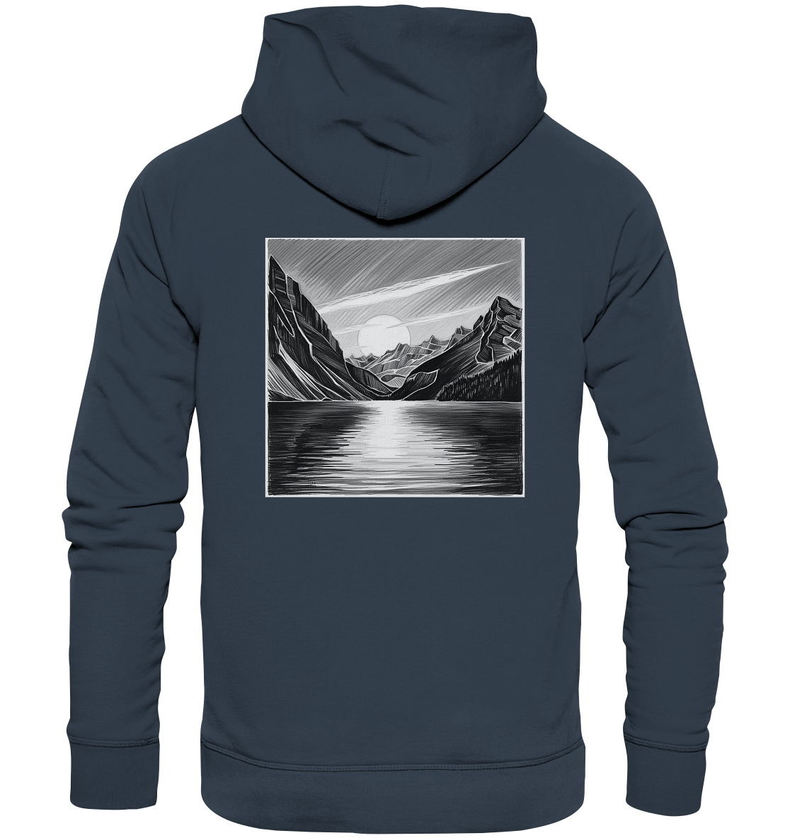 Monochrome Mountain Sunset - Organic Hoodie