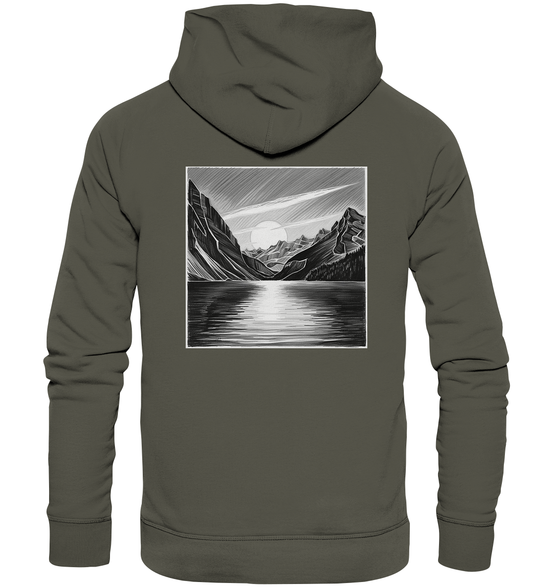 Monochrome Mountain Sunset - Organic Hoodie