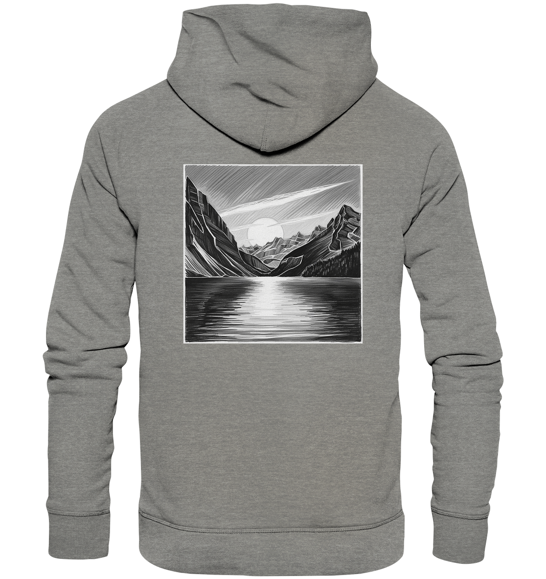 Monochrome Mountain Sunset - Organic Hoodie