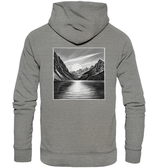 Monochrome Mountain Sunset - Organic Hoodie