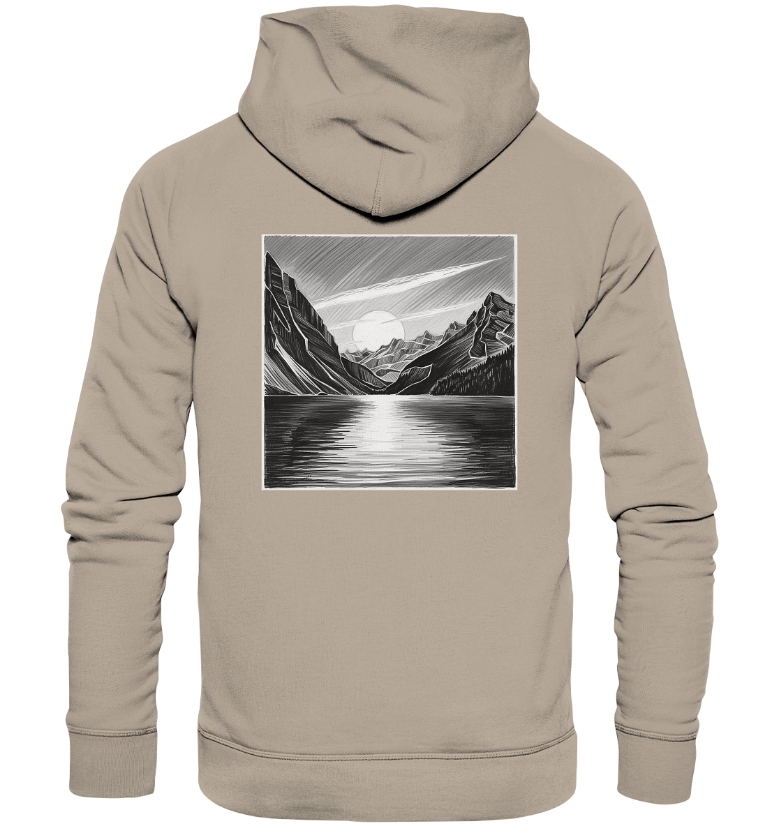 Monochrome Mountain Sunset - Organic Hoodie