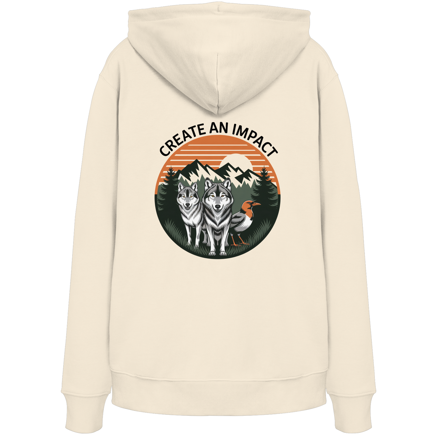 Create an Impact – Wildlife Edition (Wolves & Bird) - Organic Hoodie