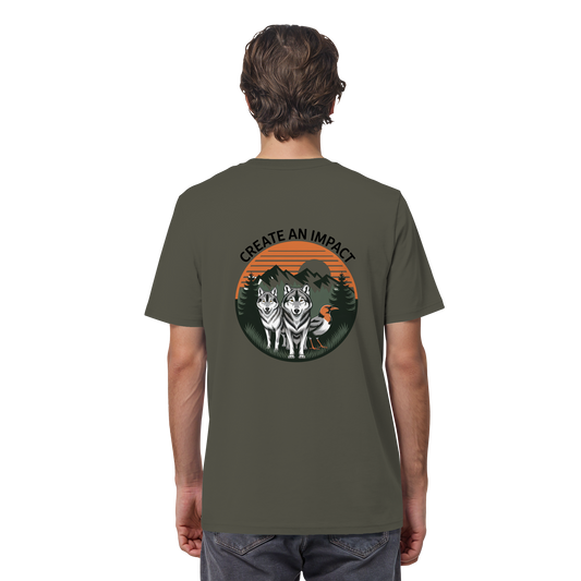 Create an Impact – Wildlife Edition (Wolves & Bird) - Organic Shirt