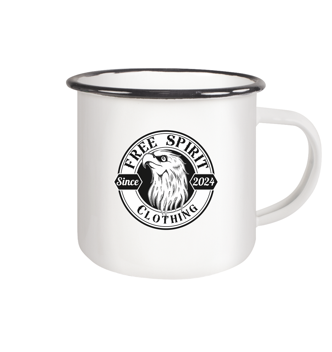 Free Spirit Clothing – Since 2024 - Enamel Mug (Black)
