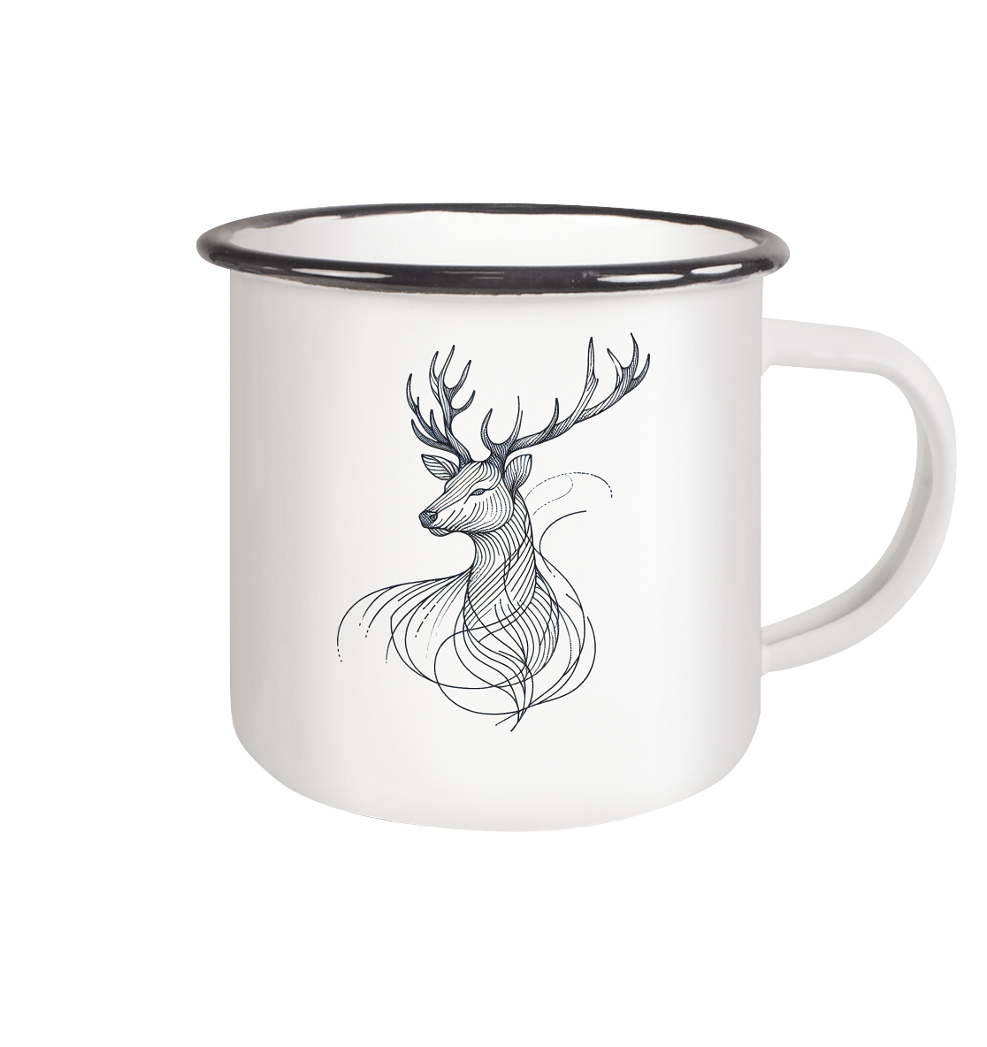 Elegant Stag - Emaille Tasse (Black)