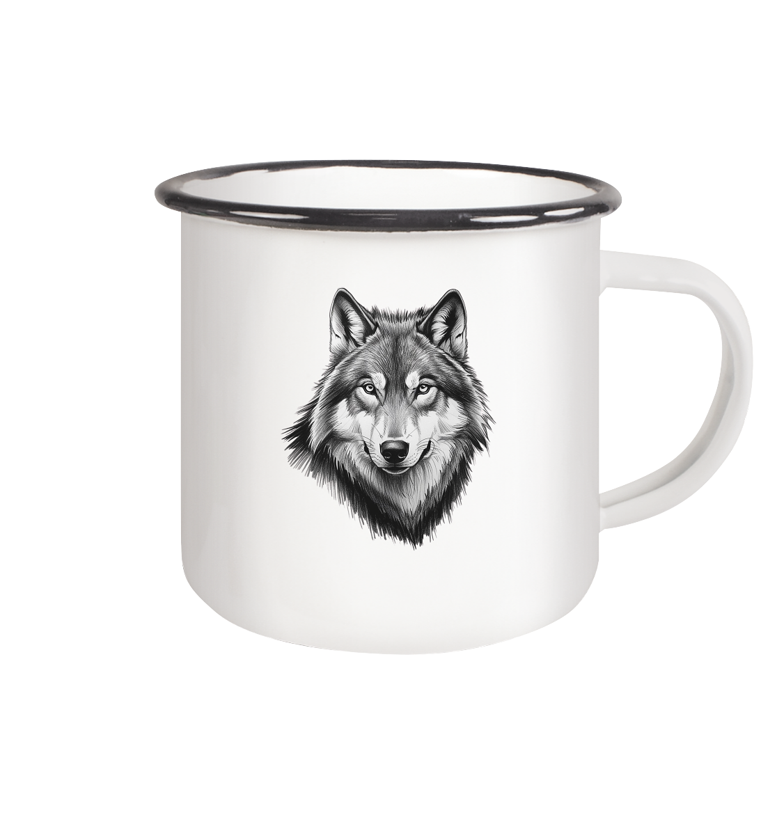 Majestic Wolf - Enamel Mug (Black)